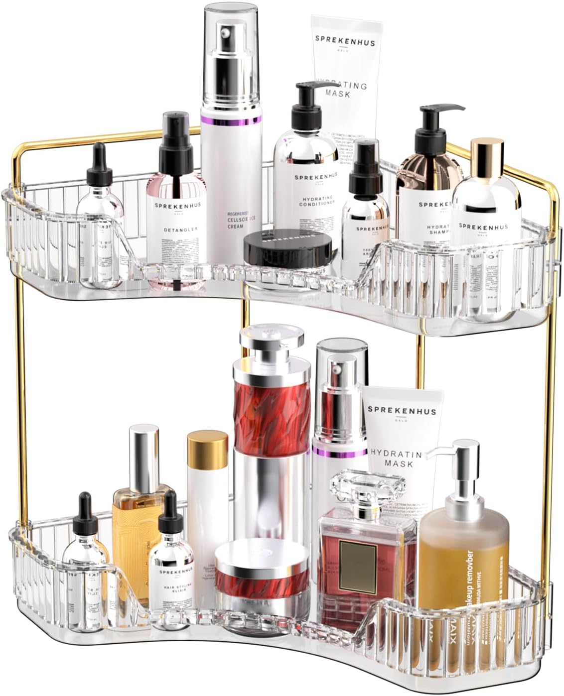 Luxury Skincare Tray - Organiseur de salle de bain transparent